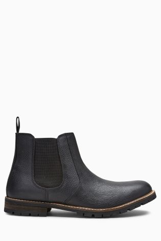 Black Leather Chelsea Boot